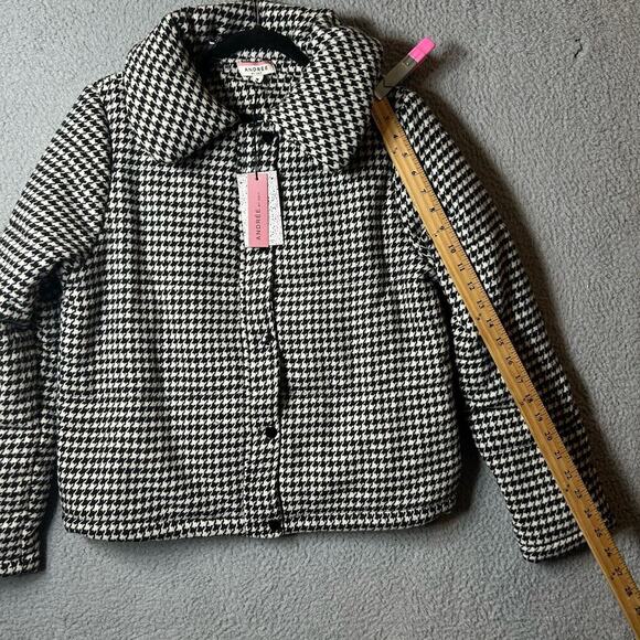 Andree by Unit Jacket Womens M Black White Houndstooth Puff Jacket NEW - Picture 8 of 12